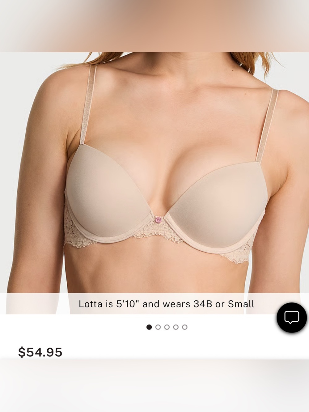 NEW Victoria's Secret Push-Up Bra 32D Dream Angels Smooth & Lace Beige